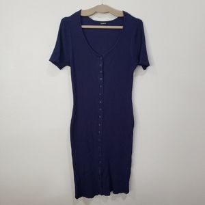 Torrid Blue Rib Snap Button Front Bodycon Dress, Torrid Size 2=2X